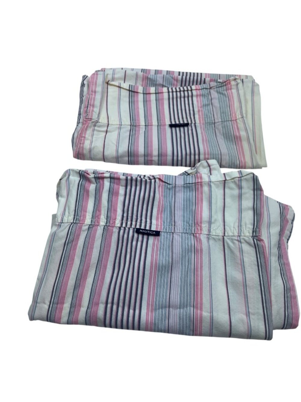 Nautica Striped Pillowcases Pink & Blue Cotton 20" X 30" Set Of 2